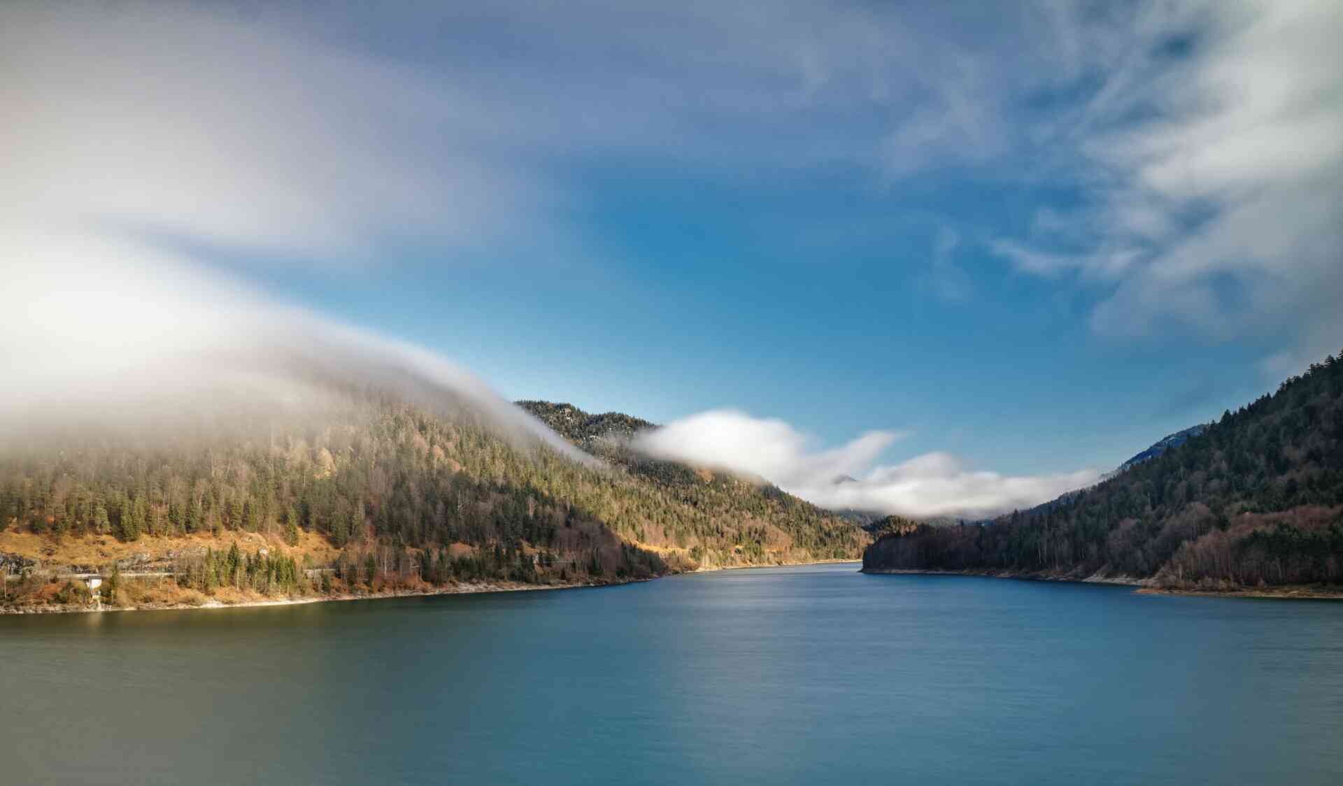 Der Sylvensteinstausee bei Lenggries.